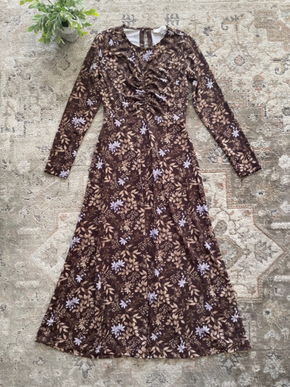 LOFT Chocolate Brown Floral Dress